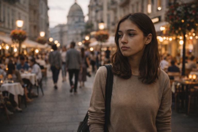 Mujer migrante en Europa sintiendo diferencias entre lo que esperaba y lo que encontró.